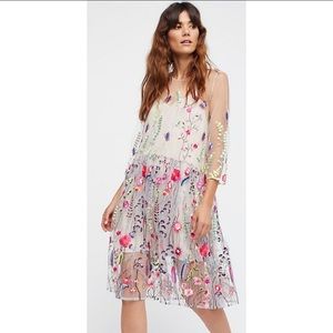 Free People Floral Appliqué Dress with Slip